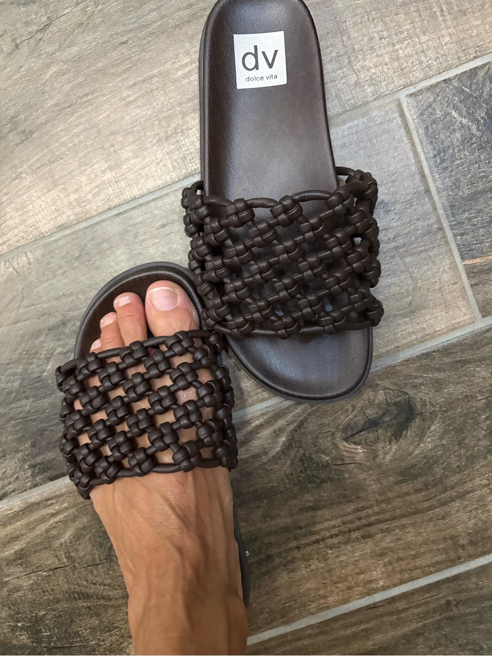 Dolce Vita Brown Braided Slide Sandals